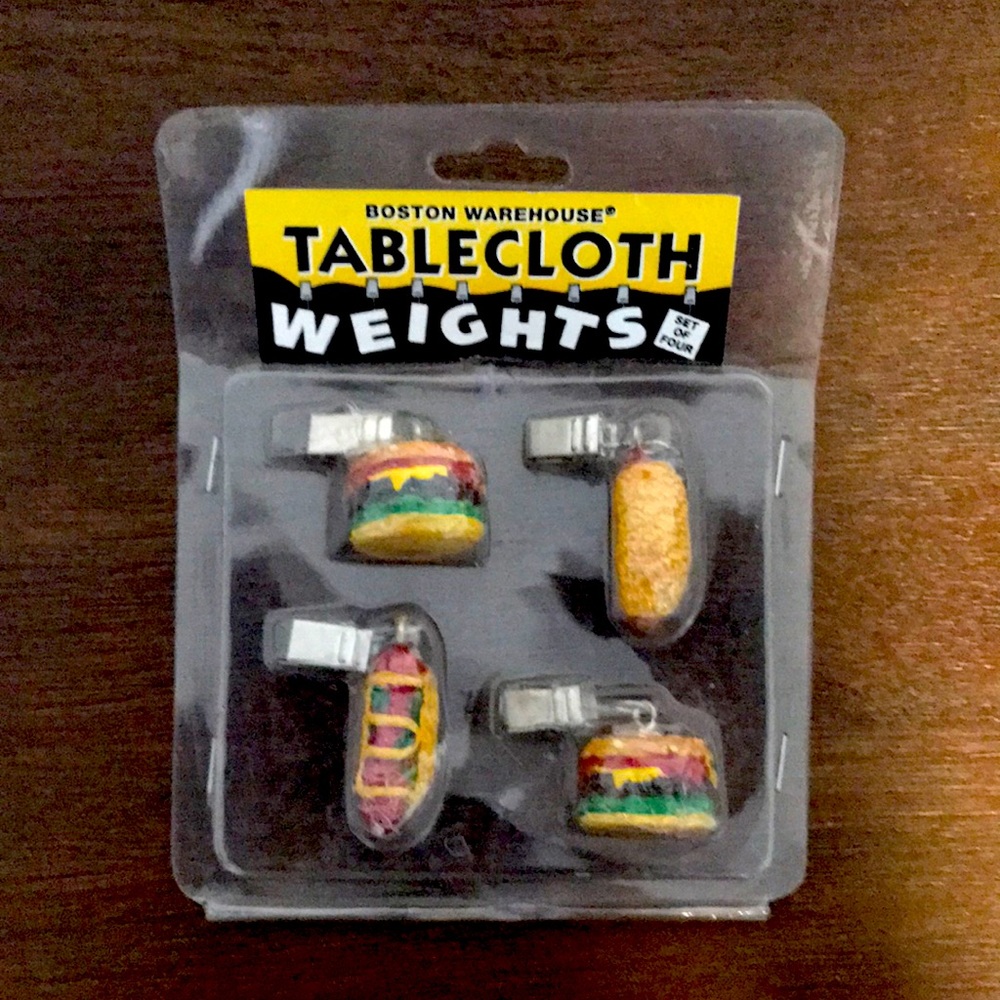 Vintage Boston Warehouse Summer Food Tablecloth Weights Hamburger Hotdog